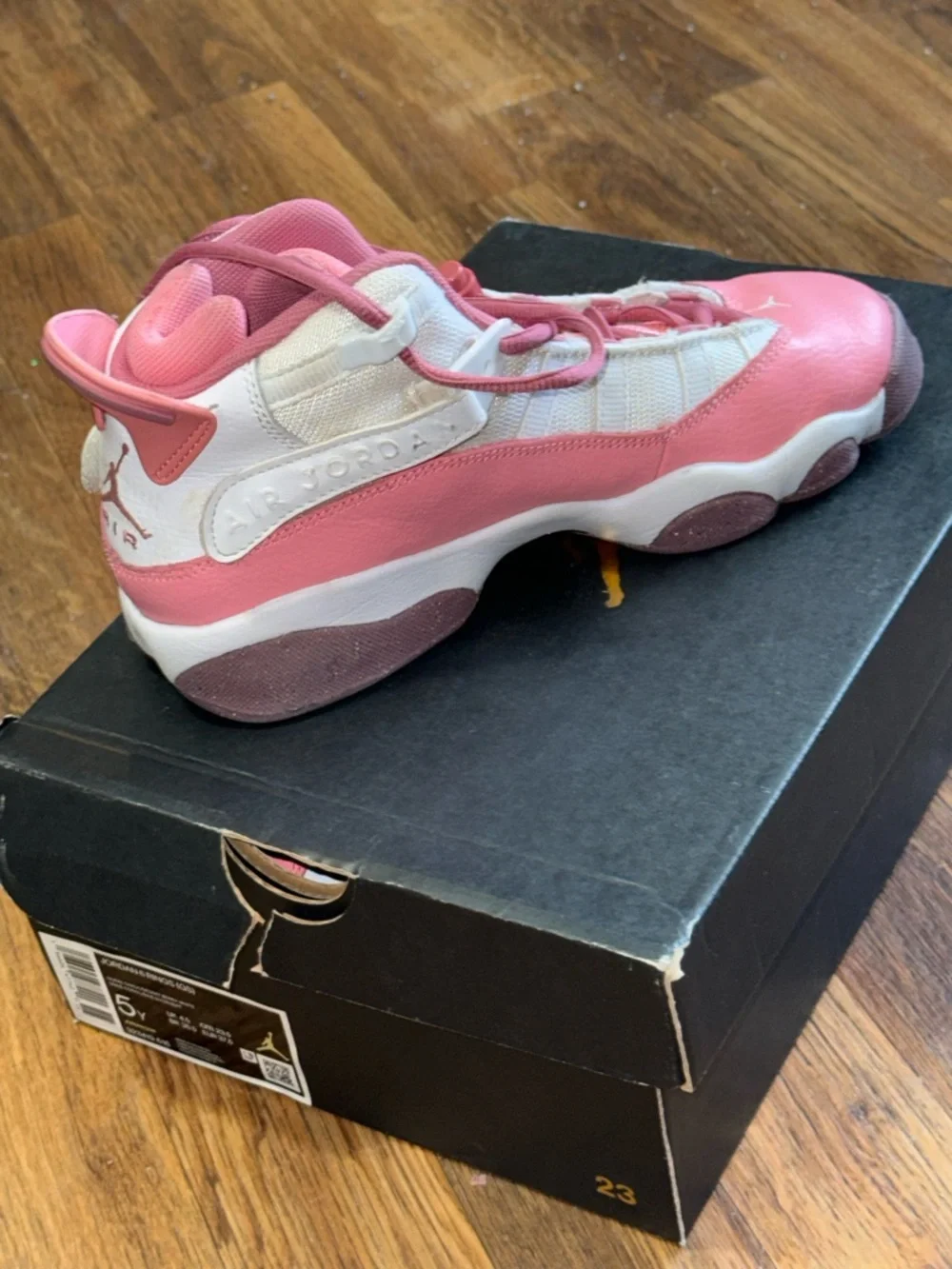 Nike Air Jordan 6 Rings GS Coral Chalk Desert Berry White Size 5Y Girls w/box - Picture 14 of 16